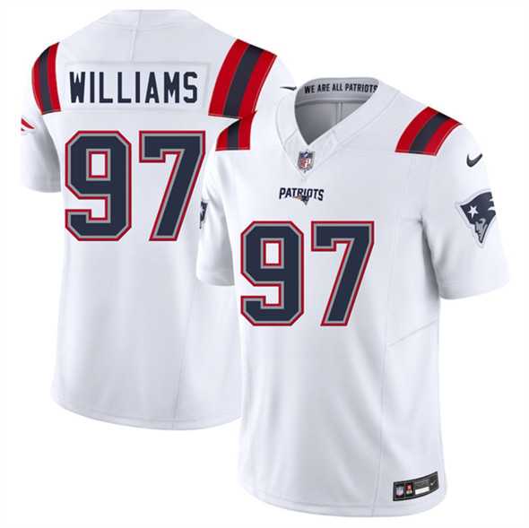 Men & Women & Youth New England Patriots #97 Milton Williams White 2025 F.U.S.E. Vapor Limited Stitched Jersey